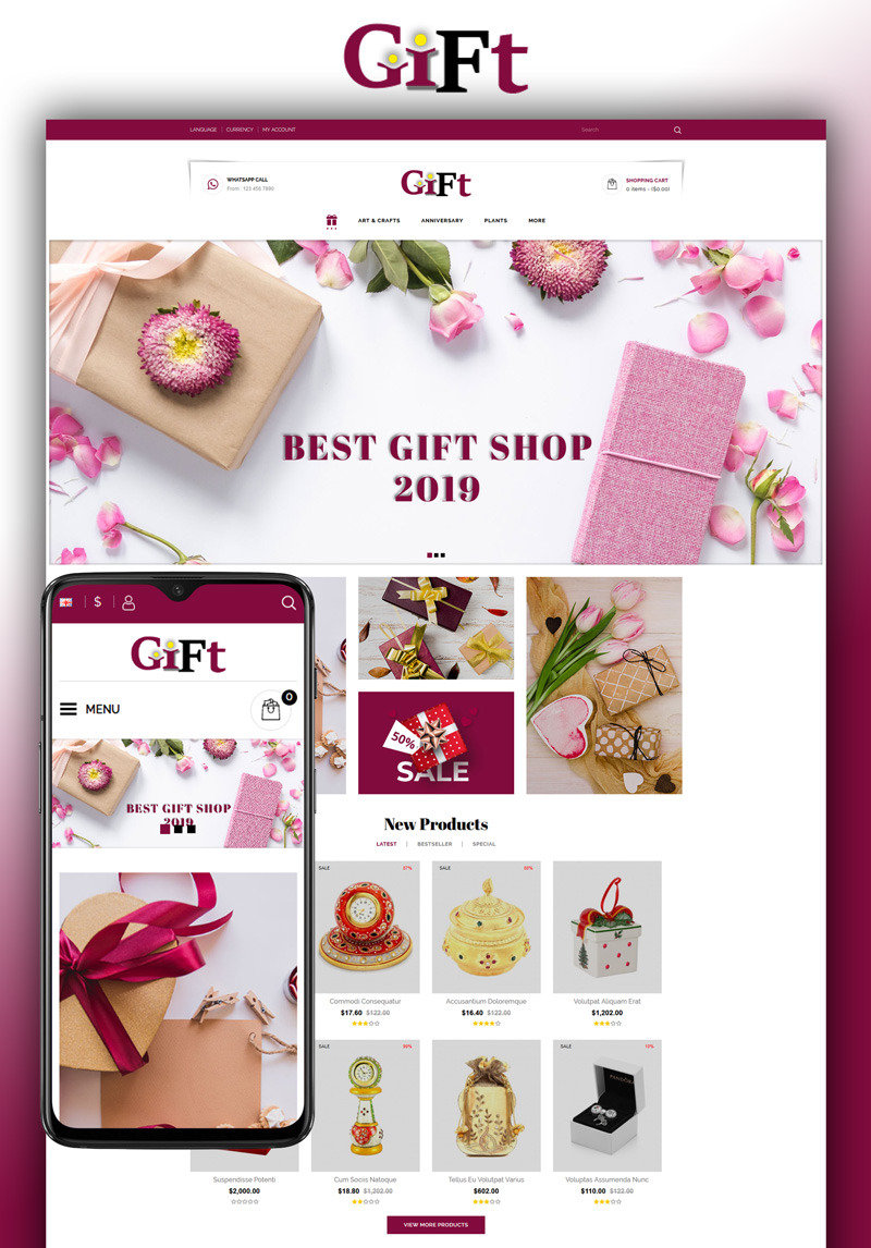 Gift Online Store OpenCart Template 82278