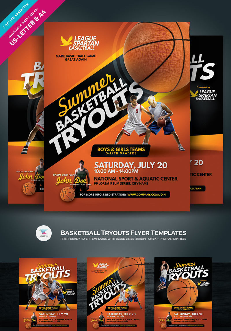 Basketball Tryouts Flyer Corporate Identity Template 84946