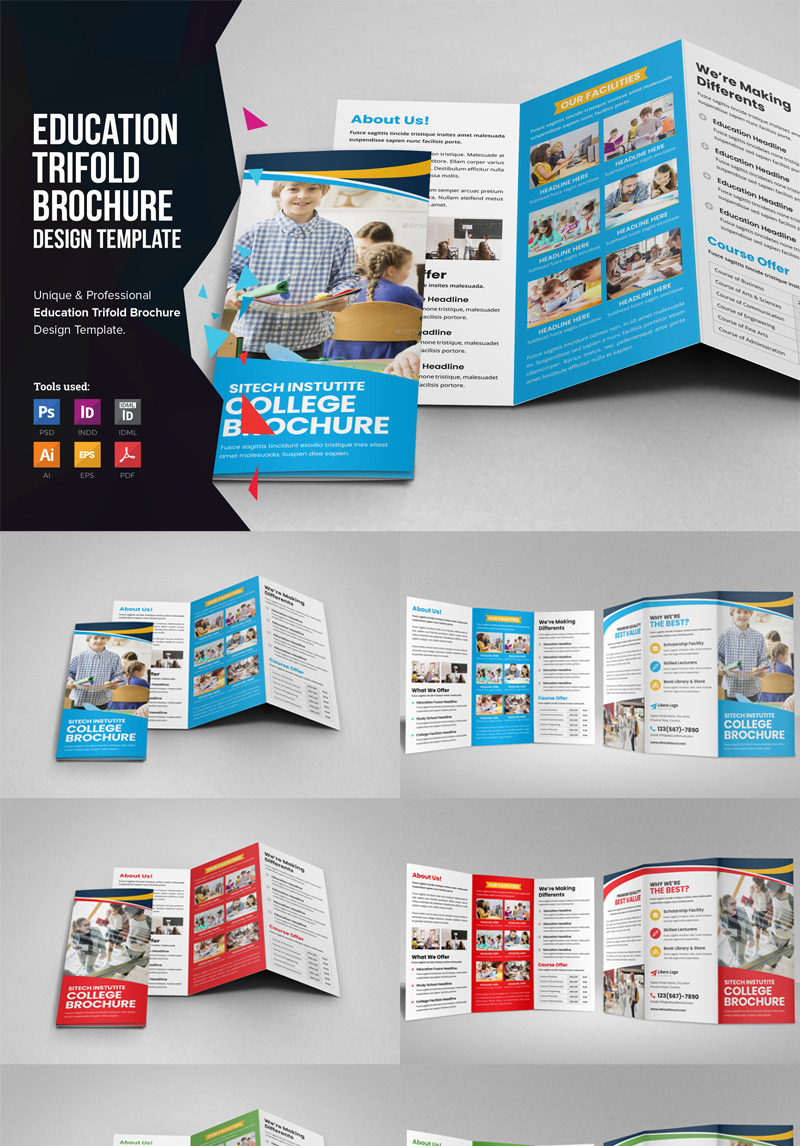 Academist - Education School Trifold Brochure Corporate Identity ...