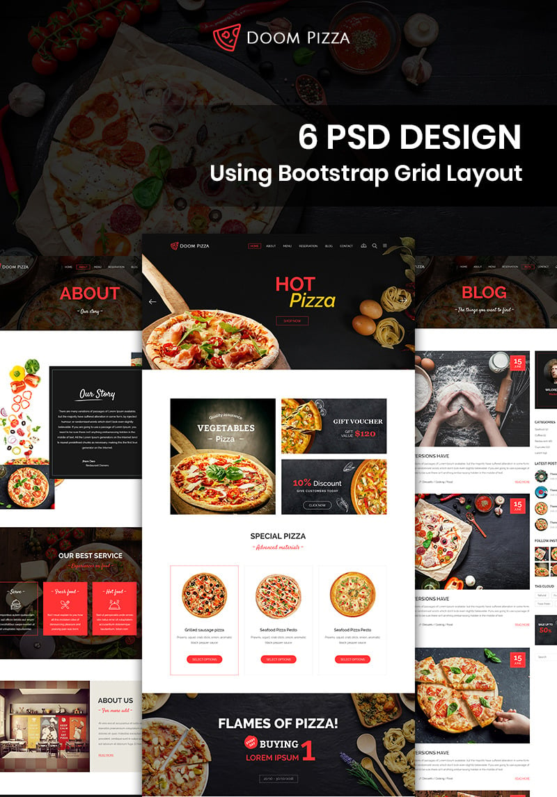 Doom Pizza - Pizza PSD Template #87461