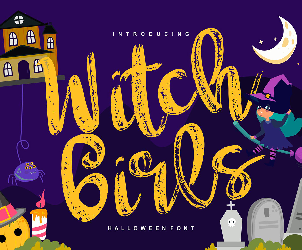 Witch girls | Script Halloween Font #87653