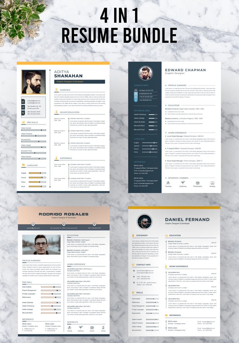 Clean & Modern Bundle Resume Template #88986