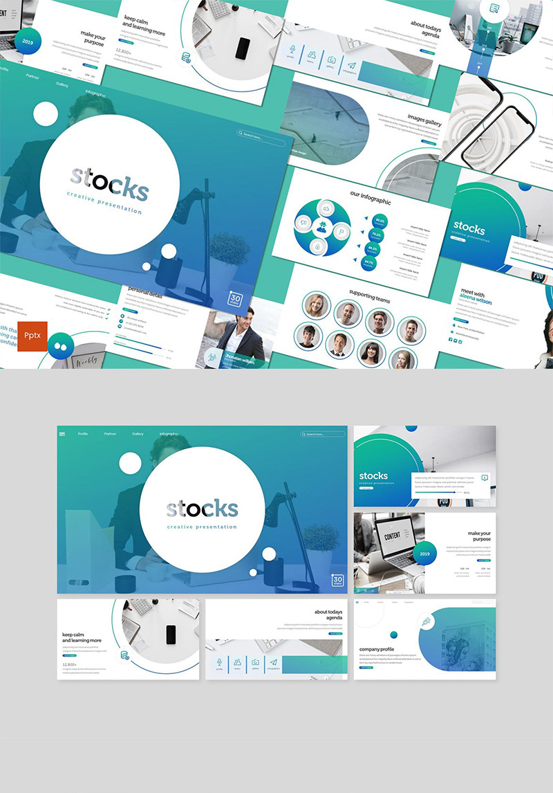 Stocks PowerPoint Template 89274
