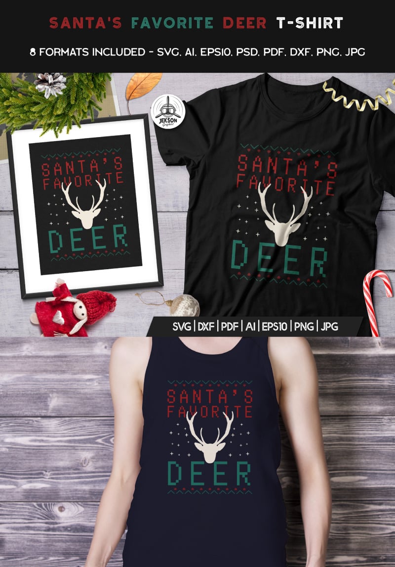 Santas Favorite Deer T Shirt 90470