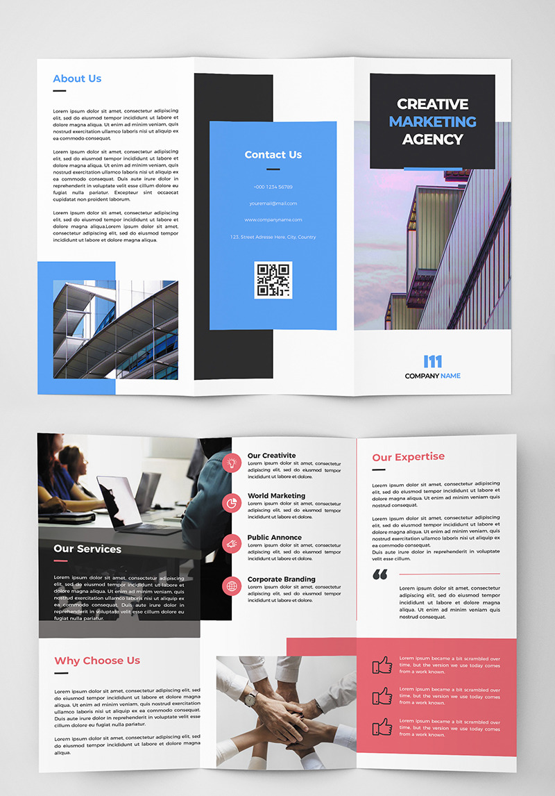 Creative Tri Fold Brochure With 2 Color Styles Corporate Identity Template 90922