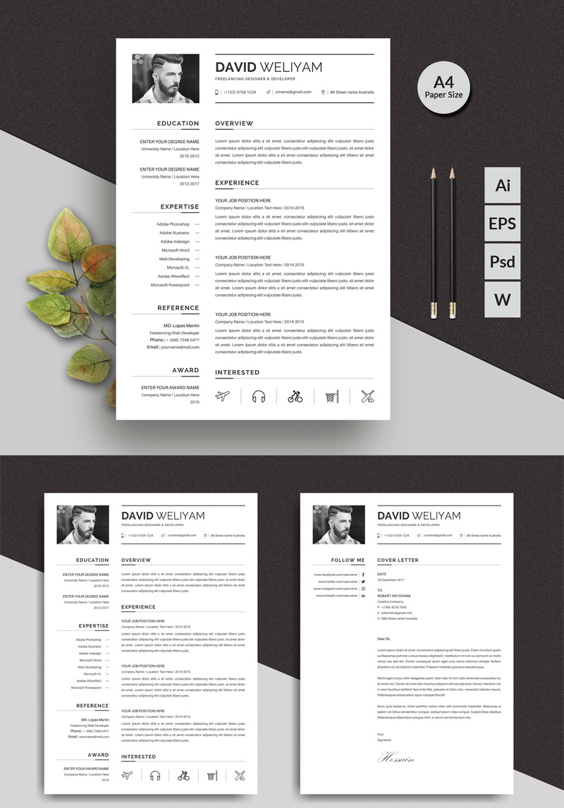 David Clean Resume Template #93544