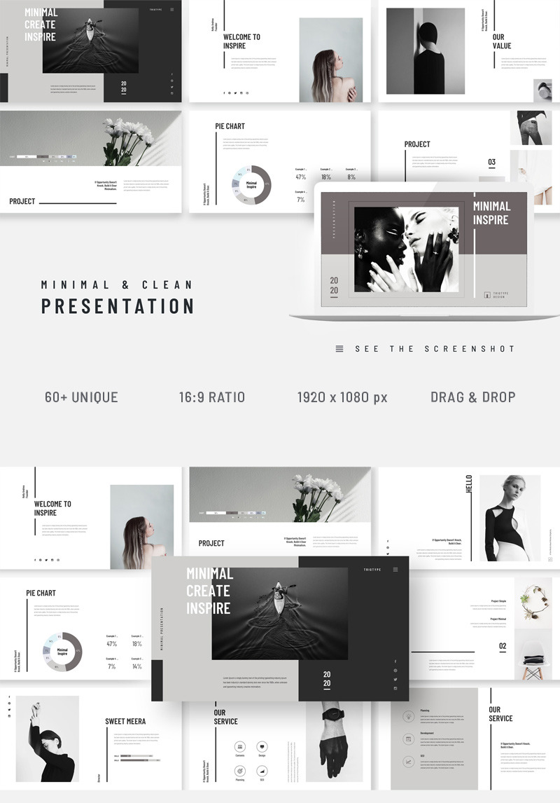 Inspire Minimal Clean Presentation PowerPoint Template #94340