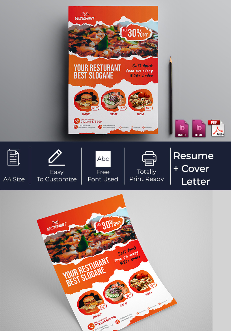 Restaurant Promotional Flyer Corporate Identity Template #96769