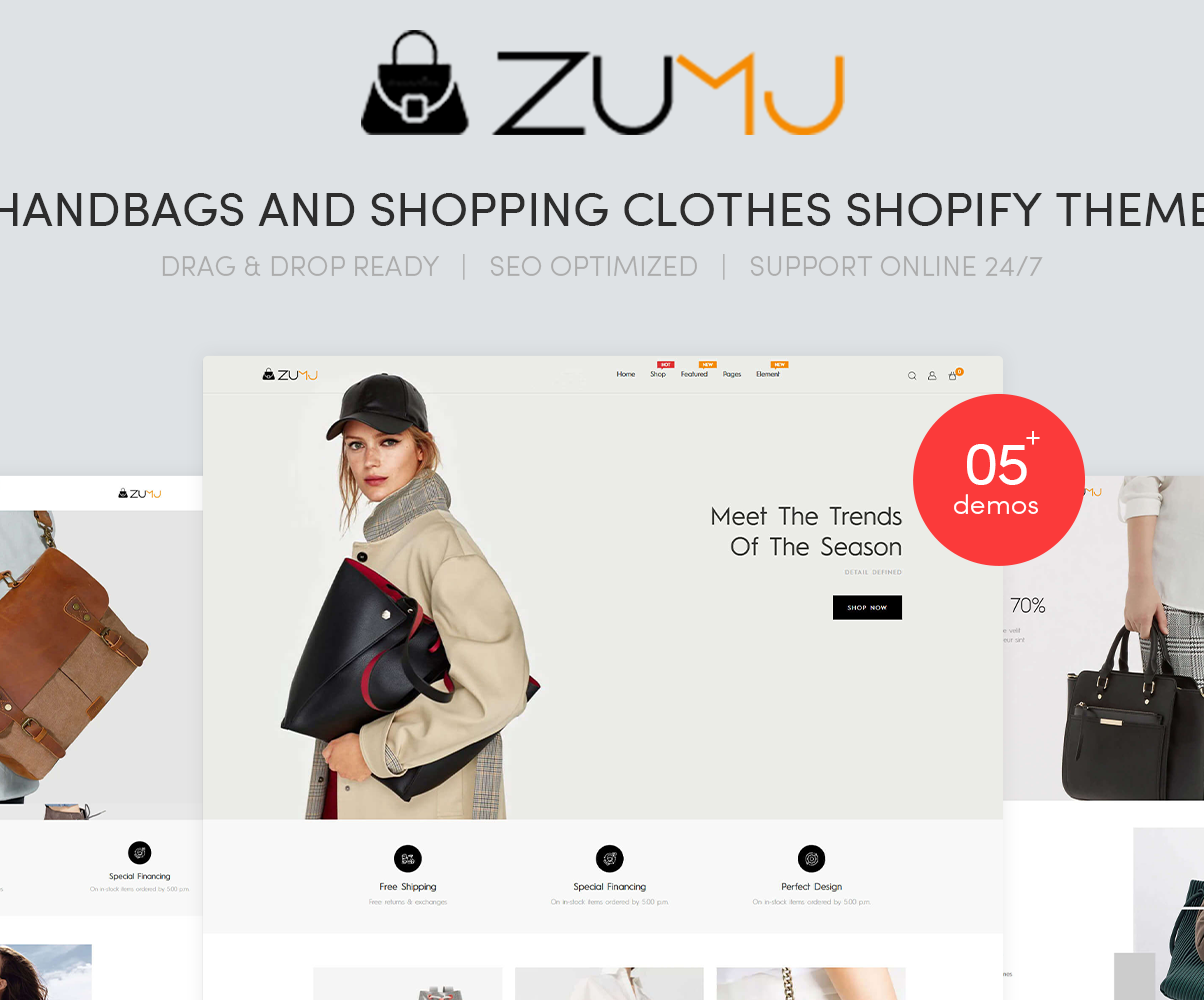 Zumj - Handbags & Shopping Clothes Shopify Theme #98278