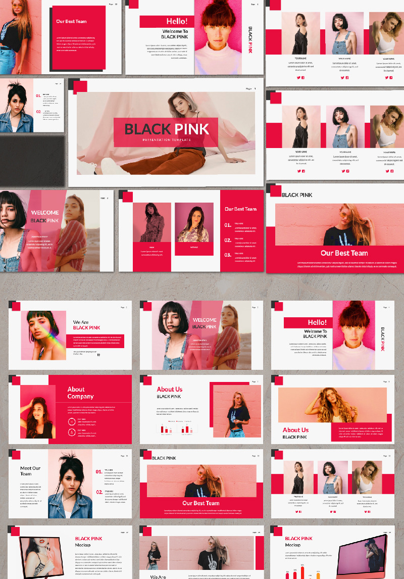Black Pink Presentation Powerpoint Template 99383