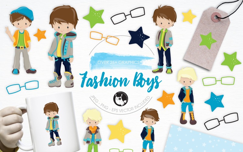 Fashion Boys illustration pack - Vector Image Vector Graphic