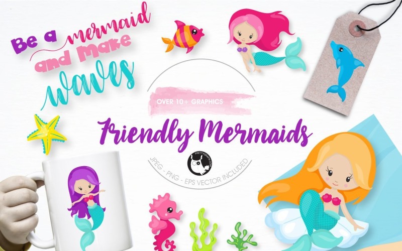 friendly Mermaid graphics - Vector Image Vector Graphic