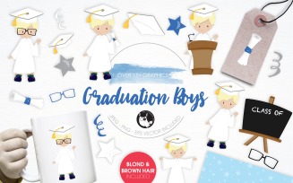 Graduation Boys illustration pack - Vector Image