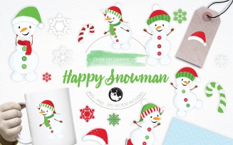 Happy Snowman illustration pack - Vector Image