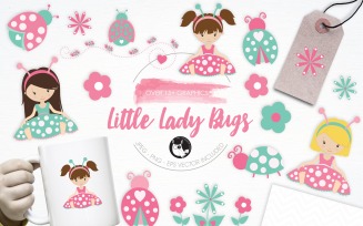 Little Lady Bugs illustration pack - Vector Image