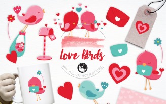Love Birds illustration pack - Vector Image