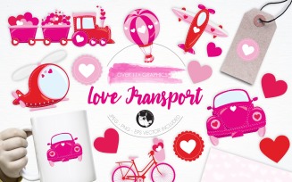 Love Transport illustration pack - Vector Image