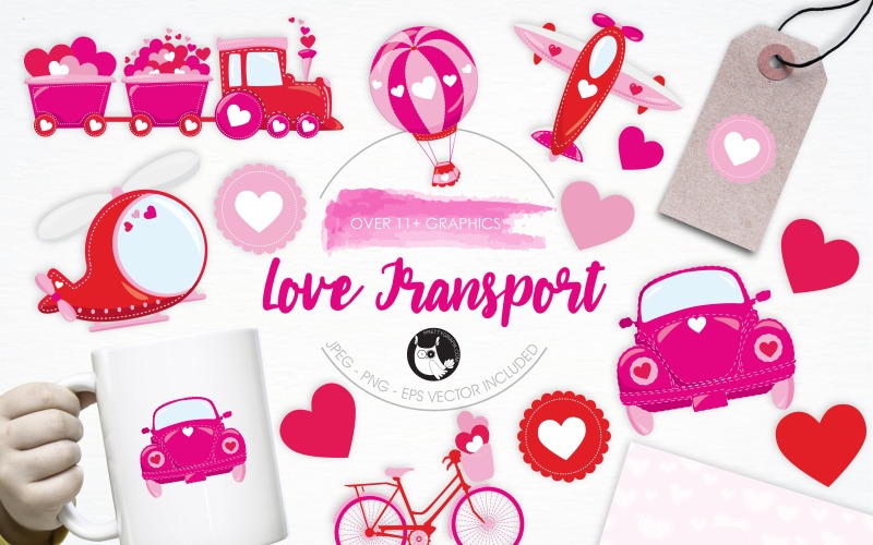 Love Transport illustration pack - Vector Image Vector Graphic