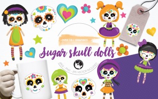 Skull dolls graphics & illustrations - Vector Image
