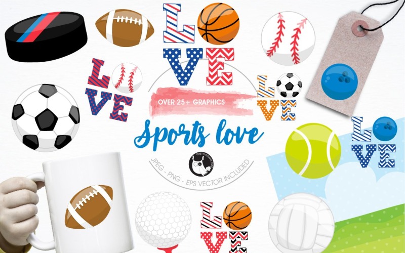 Sports love illustration pack - Vector Image Vector Graphic