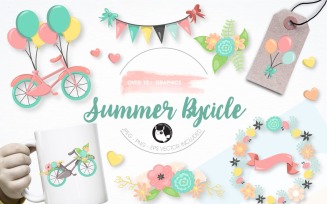 Summer bicycle graphic illustration - Vector Image