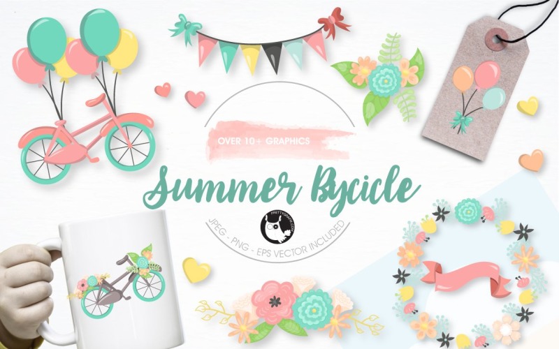 Summer bicycle graphic illustration - Vector Image Vector Graphic
