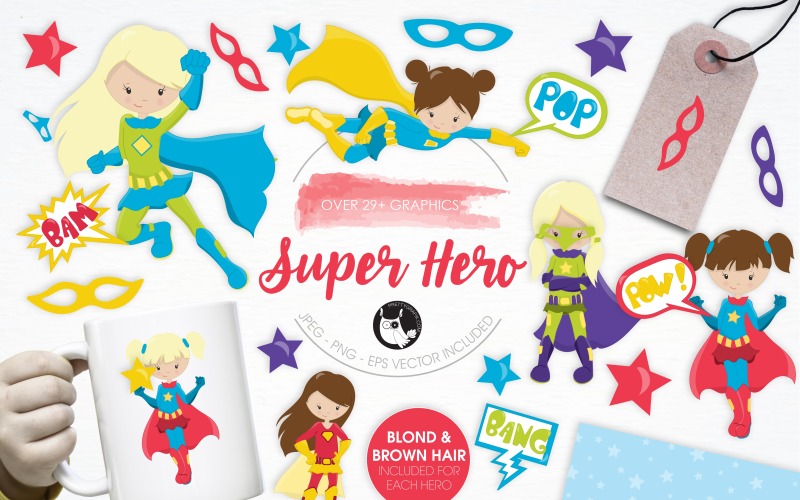 Super Hero illustration pack - Vector Image Vector Graphic