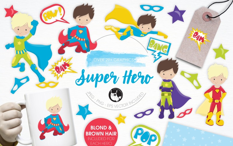 Super Hero illustration pack - Vector Image Vector Graphic