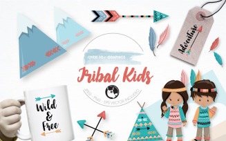 Tribal kids graphics illustration - Vector Image
