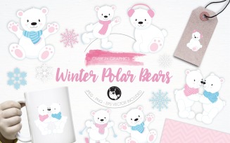 Winter Polar Bears illustration pack - Vector Image