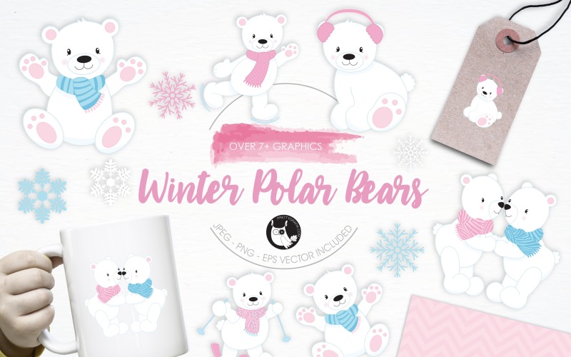 Winter Polar Bears illustration pack - Vector Image Vector Graphic