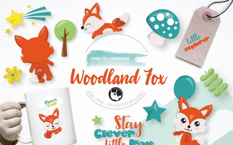Woodland fox graphics illustration - Vector Image Vector Graphic