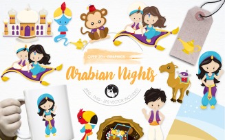 Arabian nights illustration pack - Vector Image