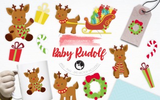 Baby Rudolf illustration pack - Vector Image