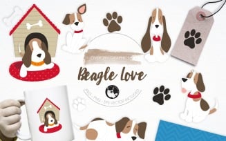 Beagle Love illustration pack - Vector Image