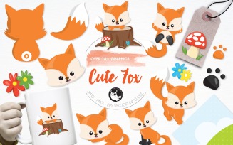 Cute fox illustration pack - Vector Image