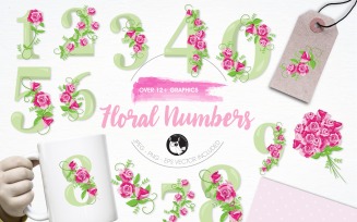 Floral numbers illustration pack - Vector Image