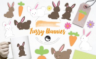 Fuzzy Bunnies illustration pack - Vector Image