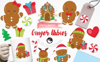 Gingerbread babies illustration pack - Vector Image
