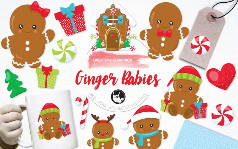 Gingerbread babies illustration pack - Vector Image Vector Graphic