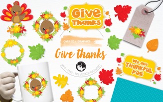Give thanks illustration pack - Vector Image