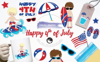 Happy 4th of July illustration pack - Vector Image