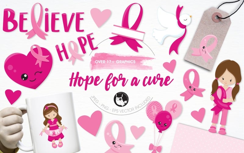 Hope for a cure illustration pack - Vector Image Vector Graphic