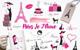 Paris Je T'Aime illustration pack - Vector Image