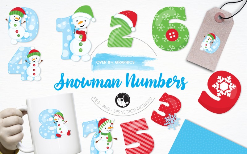 Snowman numbers illustration pack - Vector Image Vector Graphic
