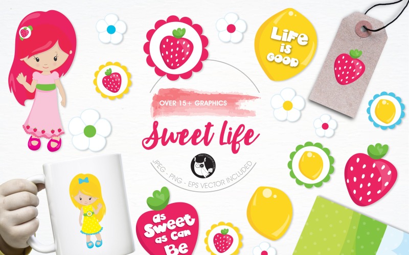 Sweet life illustration pack - Vector Image Vector Graphic