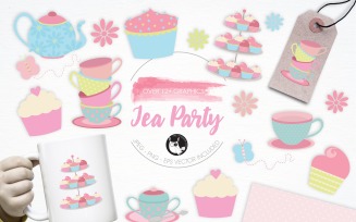Tea Party illustration pack - Vector Image