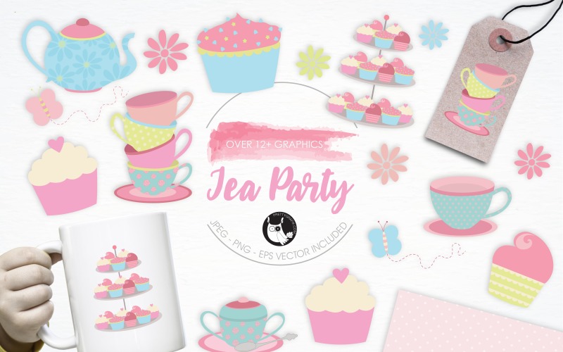Tea Party illustration pack - Vector Image Vector Graphic