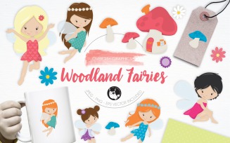 Woodland Fairies illustration pack - Vector Image