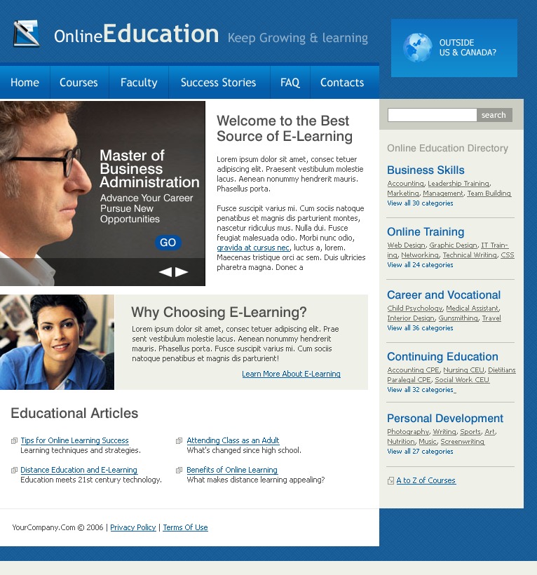 educational websites templates